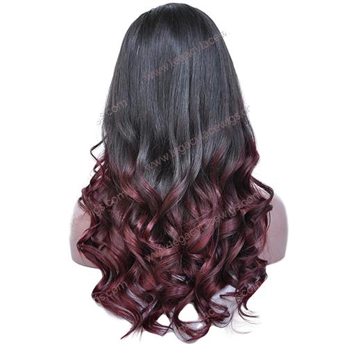 Burgundy Curly Ombre Wig